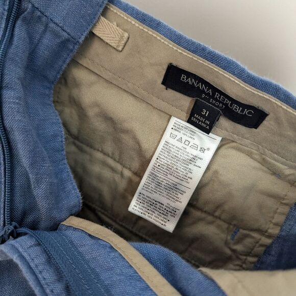 Banana Republic Men’s Linen Shorts – 9" Inseam Size 31 Blue - Picture 5 of 6